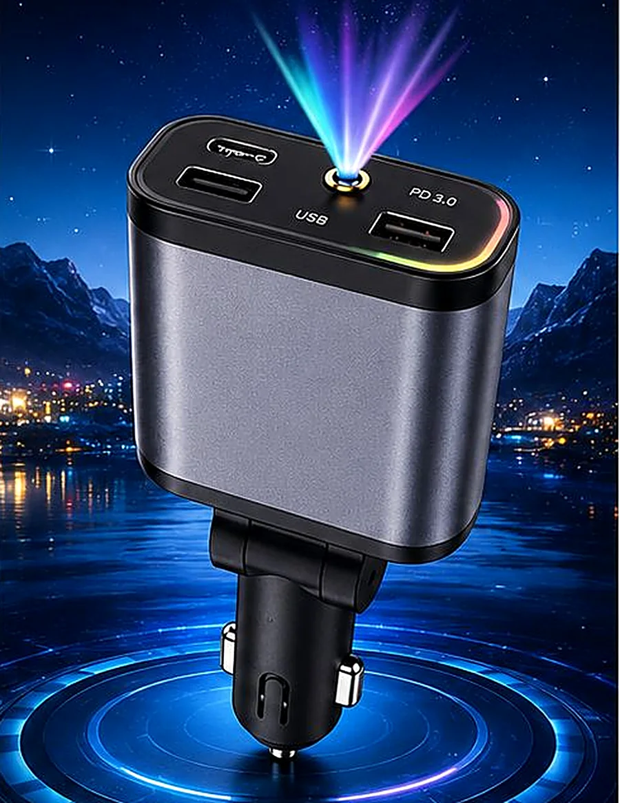 Cargador de auto 4 en 1 con luz estrella Starry Sky